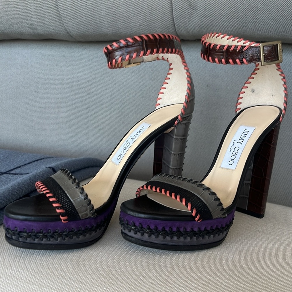 Jimmy Choo texture Holly 120 Sandals - comes withh dust bag of choice- worn 1x!